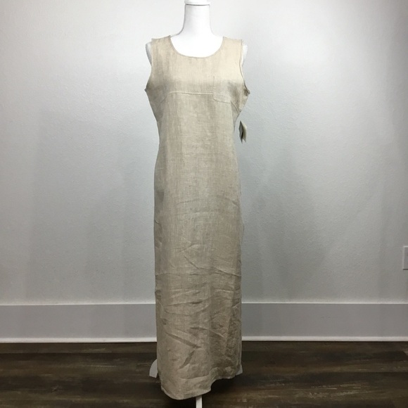 PURE Linen Solutions NYC Maxi Dress In Flax Color SZ M - Picture 1 of 8